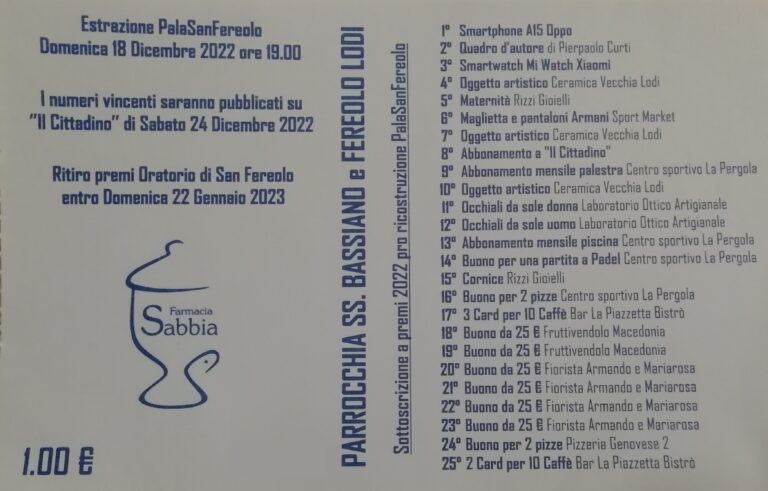 Sottoscrizione a premi pro PalaSanFereolo