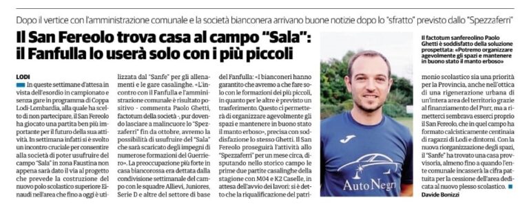 Nuovo campo per il Sanfe!